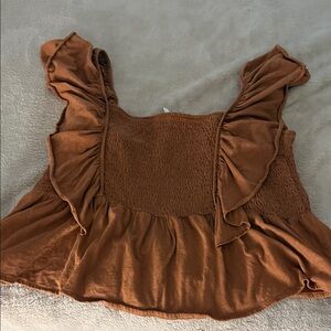 American Eagle Outfitters Brown Ruffled Blouse